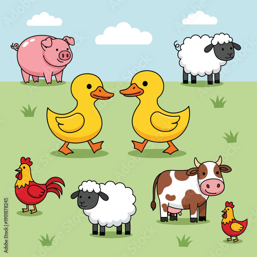 Farm Animals in a Field