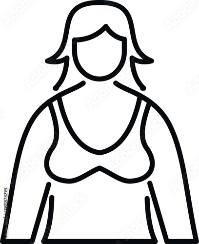 Woman standing showing her body in a plus size line art style