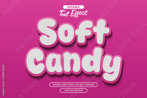 Soft candy editable text effect with pink text style