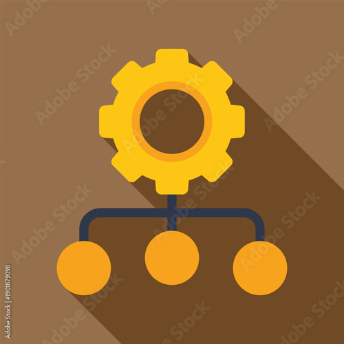 Cogwheel connecting to multiple points illustrating system integration and distribution