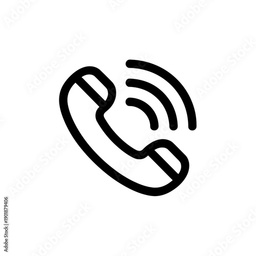 Telephone receiver icon with sound waves, vector design