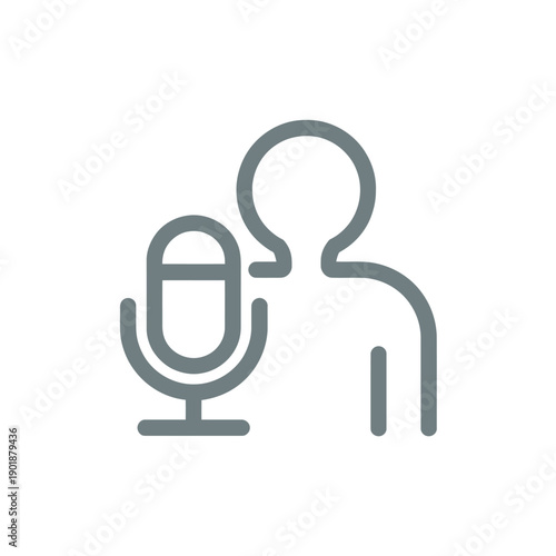 Person speaking into microphone