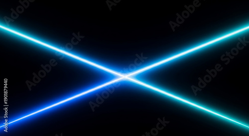 Futuristic Blue Abstract Light Beams on Dark Background, Data Transmission Network and Fiber Optic Technology Concept with Copy Space
