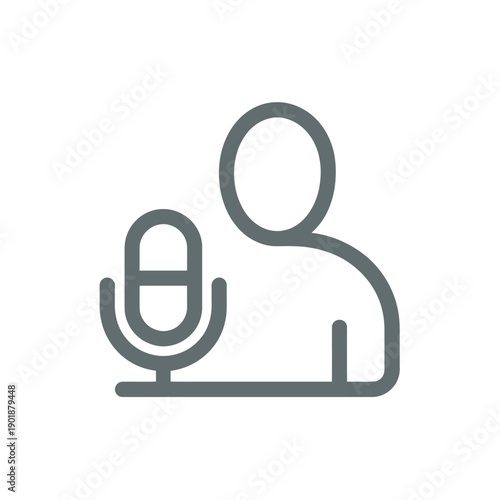 Person speaking into microphone