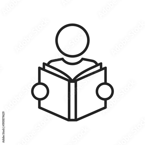 Person reading a book in outline style icon