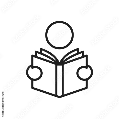 Person reading a book in outline style icon
