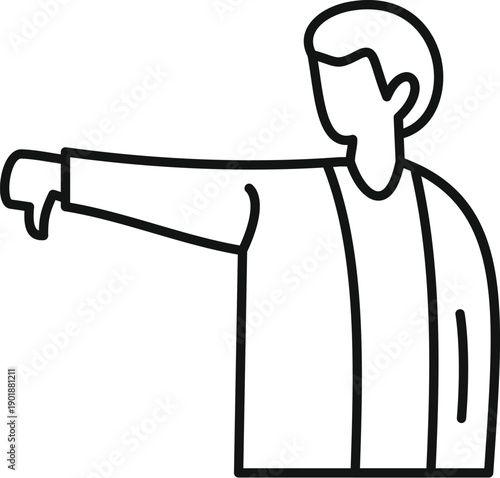 Man making a thumbs down gesture expressing rejection, disapproval and dislike