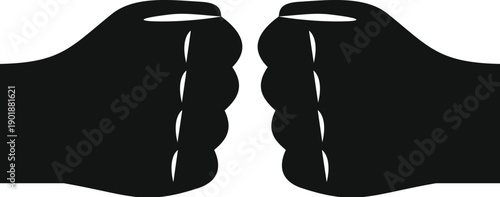 Two black hand fists facing each other on a white background, symbolizing power or protest