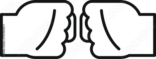 Hands creating a fist bump outline icon representing greeting and agreement