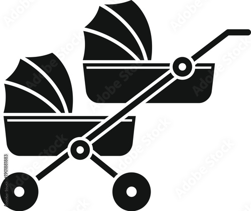 Double baby stroller icon representing twins, siblings, or multiple infants