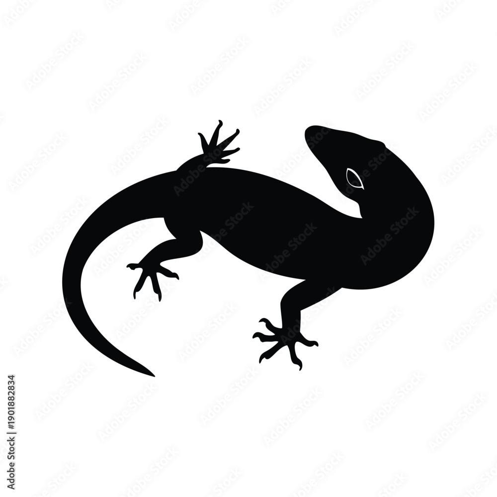 Obraz premium skink silhouette vector illustration, A sleek lizard silhouette vector illustration with detailed body and legs for nature-themed designs