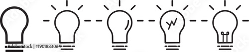 Idea light bulb icon collection. Isolated vector illustration. Energy saving logo set. Popular creative service app icon. Global idea service app icon. Popular technology app icon
