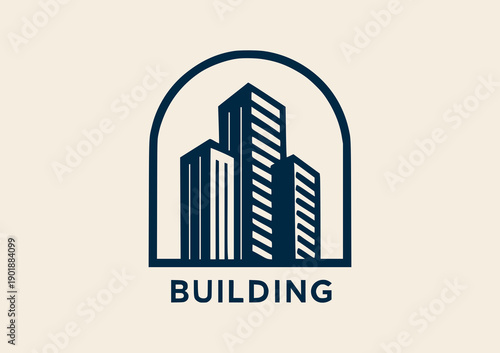 Modern building skyline logo for construction, real estate and corporate business branding