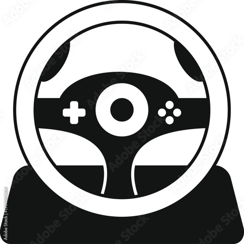 Gaming racing steering wheel controller icon for video game simulator
