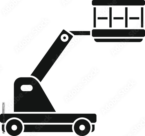 Boom lift elevating platform for construction and maintenance work silhouette icon