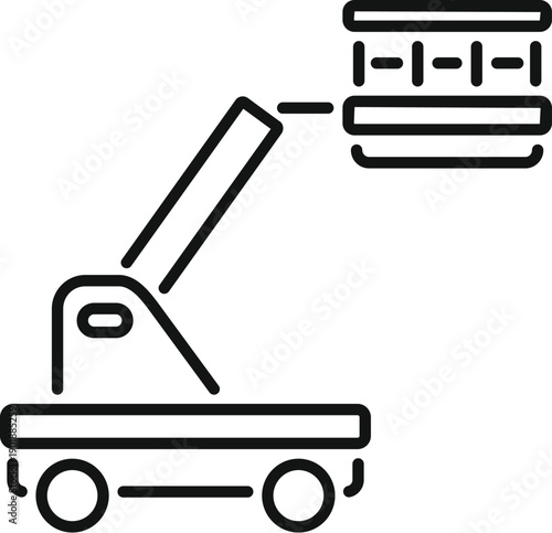 Catering truck servicing aircraft delivering airline food icon