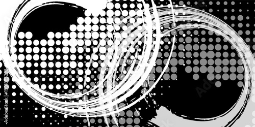 Black and yellow abstract background with halftone dot style. simple art frame old