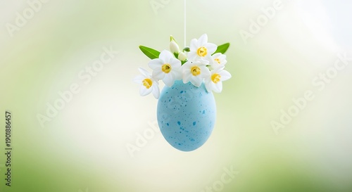 Wallpaper Mural Easter egg adorned with flowers against a blurred background. Torontodigital.ca