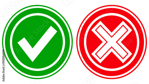 Green checkmark and red x icons for approval and rejection