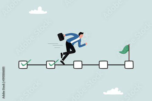 Task completion, planning or productivity concept, business project managers focused on achieving goals by checking the "done" box.