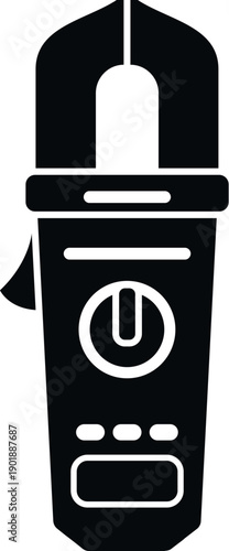 Black clamp meter for measuring electric current, shown as a vector icon