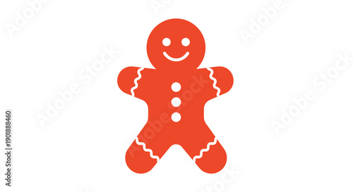 Simple flat icon of a smiling gingerbread man, a classic orange-brown Christmas cookie for holiday baking and decoration.