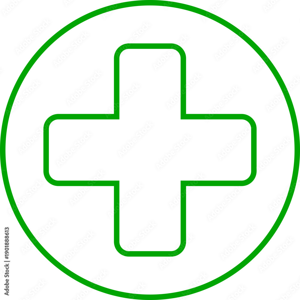 Obraz premium Medical plus icon featuring healthcare cross symbols in flat and line style, isolated on transparent background, hospital emergency aid sign illustration