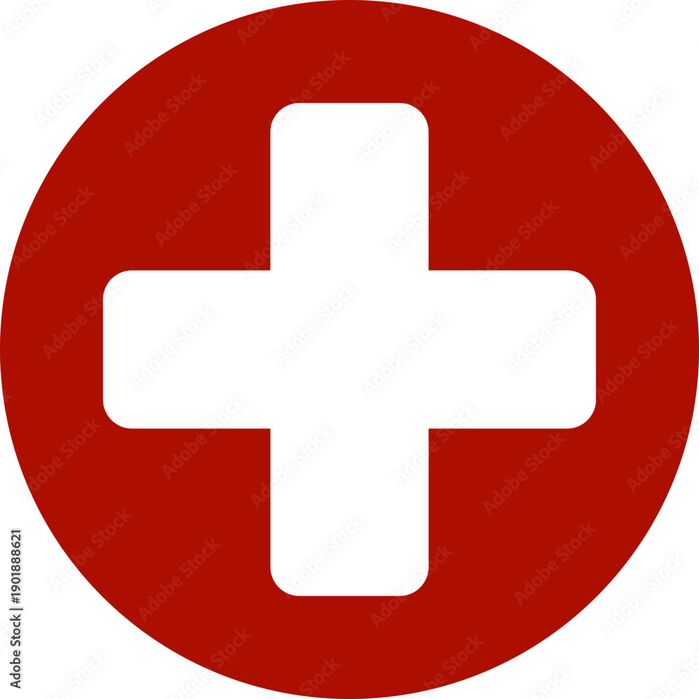 Fototapeta premium Medical plus icon featuring healthcare cross symbols in flat and line style, isolated on transparent background, hospital emergency aid sign illustration