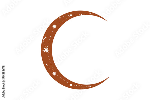 Mystic and celestial clipart crescent moon shape with stars