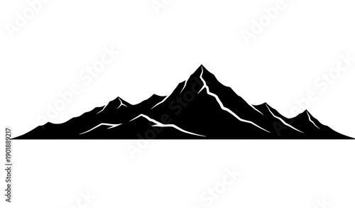 Stylized panoramic island landscape vector with layered hills and mountain peak