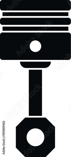 Engine piston and connecting rod as a solid black icon on a white background