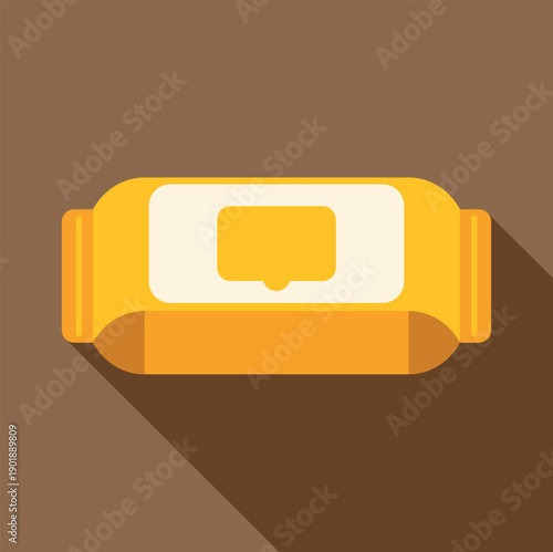 Wet wipes package offering hygiene and sanitation in a flat icon style
