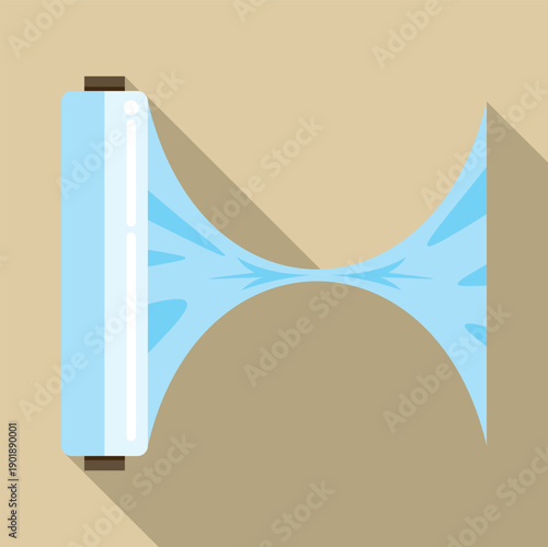 Plastic cling film unwinding from a roll, stretching for food storage and preserving freshness