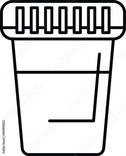 Specimen cup with liquid for medical urine testing and laboratory analysis