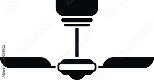 Ceiling fan silhouette providing ventilation and comfort in domestic or commercial spaces