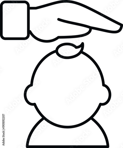 Hand providing care and protection to a baby child