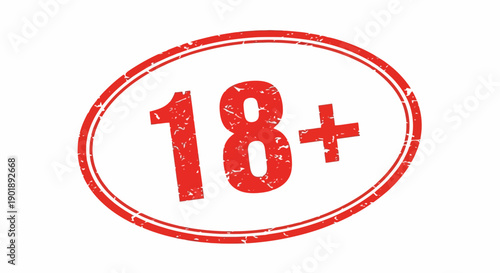 The illustration depicts an 18 plus adult age restriction sign