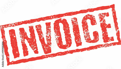 A close-up view of a red invoice stamp on a white background.