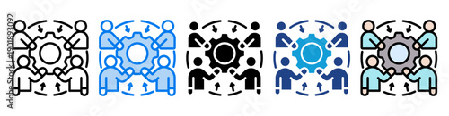 Employee engagement icon set multiple style collection