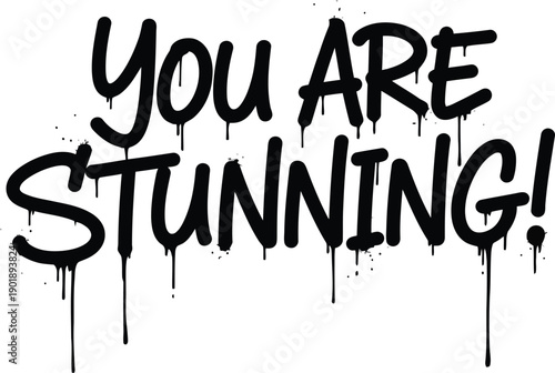 Street art graffiti. Urban wall spray painting, Compliment frases.
You Are Stunning Graffiti Typography Inspirational Quote.