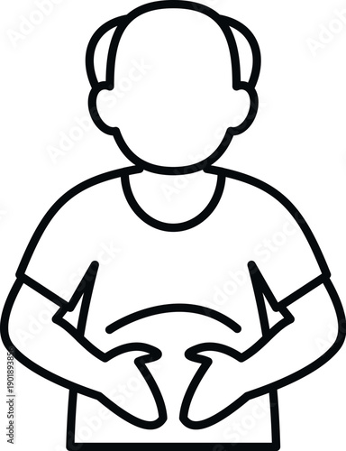 Person feeling stomach pain or indigestion, holding abdomen in discomfort