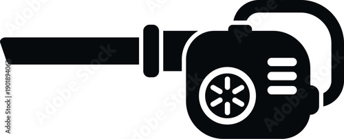 Black silhouette representing a garden leaf blower tool or equipment