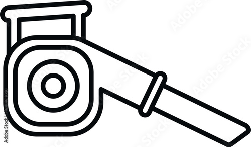 Leaf blower tool for garden maintenance in black and white line art style