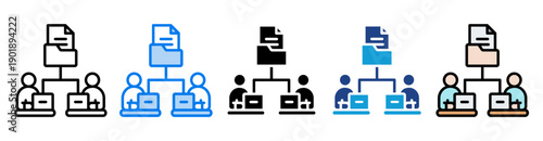 File sharing icon set multiple style collection