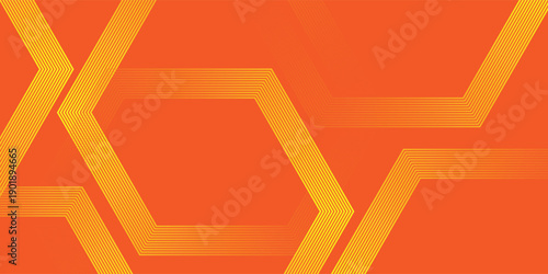Abstract Orange Hexagonal Geometric Lines Pattern Background
