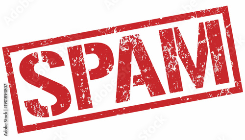 A red stamp with the word SPAM appears on a surface.