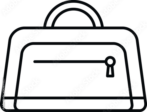 Handbag outline with zipper detail representing fashion, travel, and personal accessories