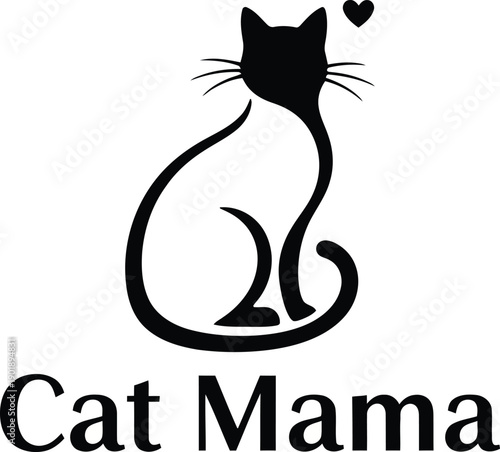 cat mom card inscription decorative lettering vector illustration. Pet lovers calligraphy phrase with paw footprint. Animal related words, sign isolated on white.
