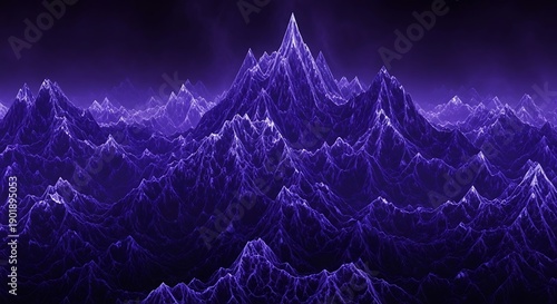 Wallpaper Mural Abstract Purple Mountain Range Landscape with Jagged Peaks and Dark Sky. Torontodigital.ca