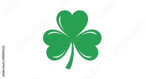 Vibrant green shamrock, a symbol of luck and Ireland, isolated on white background